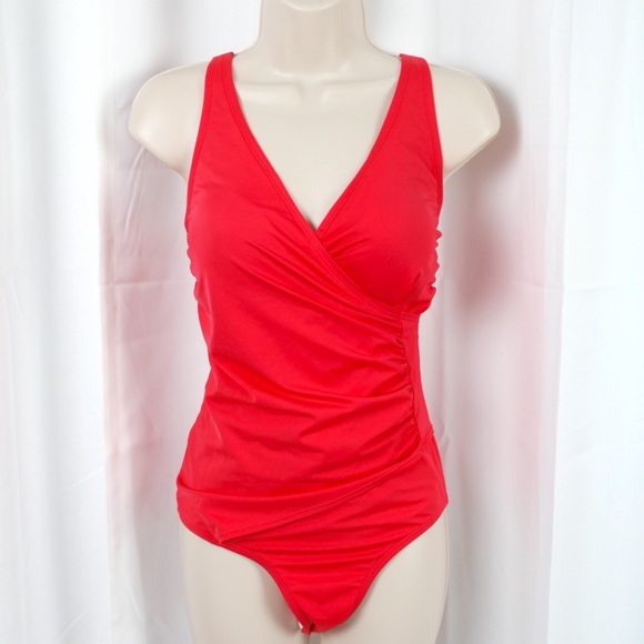 Jantzen Swim Jantzen Classics Surplice Swimsuit Coral Red Pc Poshmark